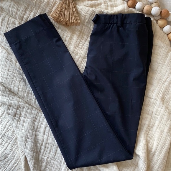 Armani Collezioni navy check fitted trousers pants - Picture 2 of 8